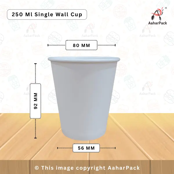 250 ML (8oz) Single Wall White Paper Cups – Pack of 1000 – Disposable, Recyclable Cups for Hot & Cold Beverages
